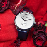Emporio Armani Modern Slim Analog Silver Dial Blue Leather Strap Watch For Men - AR11214 Buy Now By Emporio Armani