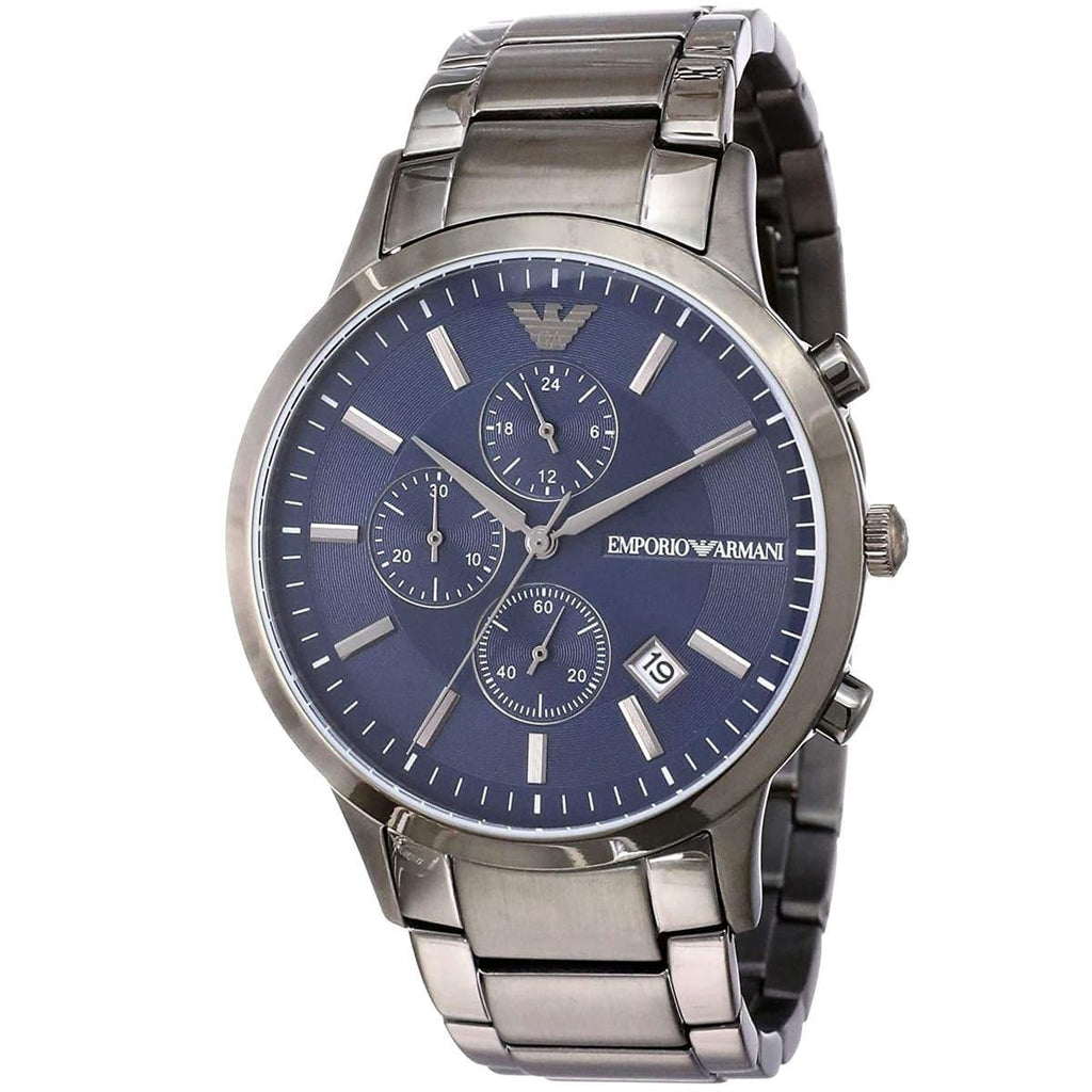 Emporio Armani Renato Chronograph Blue Dial Grey Steel Strap Watch For Men - A11215 Buy Now By Emporio Armani
