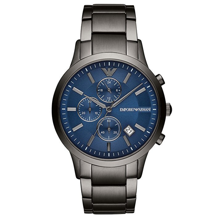 Emporio Armani Renato Chronograph Blue Dial Grey Steel Strap Watch For Men - A11215 Buy Now By Emporio Armani