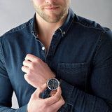 Emporio Armani Renato Chronograph Blue Dial Black Leather Strap Watch For Men - AR11216 Buy Now By Emporio Armani