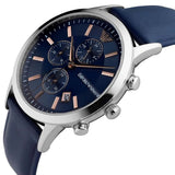 Emporio Armani Renato Chronograph Blue Dial Black Leather Strap Watch For Men - AR11216 Buy Now By Emporio Armani