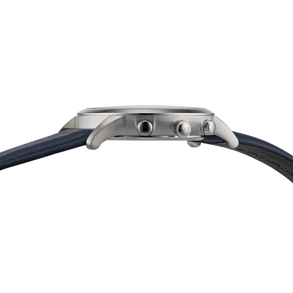 Emporio Armani Renato Chronograph Blue Dial Black Leather Strap Watch For Men - AR11216 Buy Now By Emporio Armani