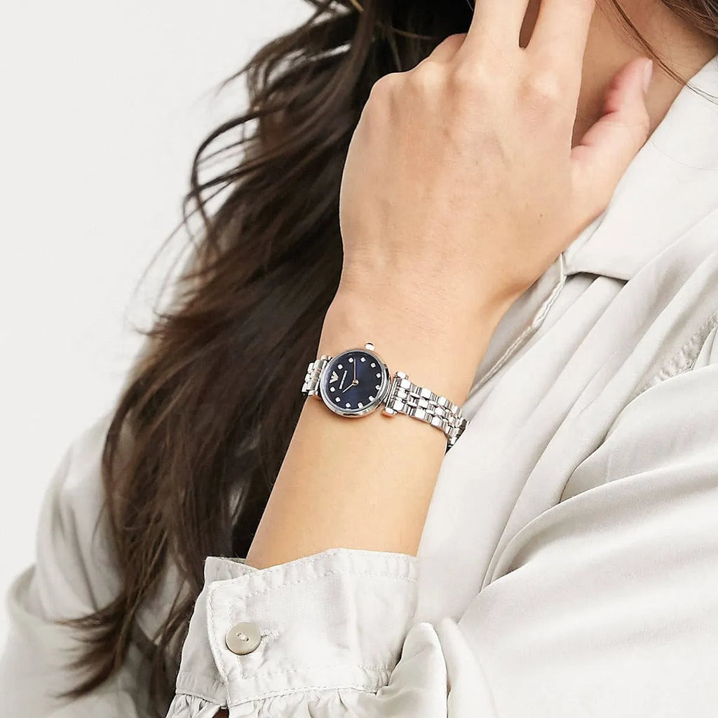 Emporio Armani Gianni T Bar Quartz Blue Dial Two Tone Steel Strap Watch For Women - AR11222 Buy Now By Emporio Armani