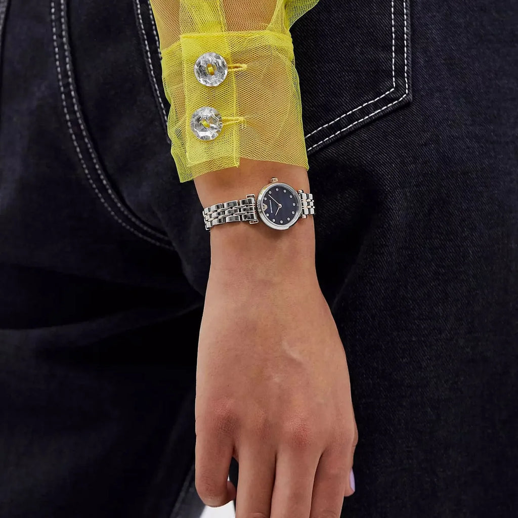 Emporio Armani Gianni T Bar Quartz Blue Dial Two Tone Steel Strap Watch For Women - AR11222 Buy Now By Emporio Armani