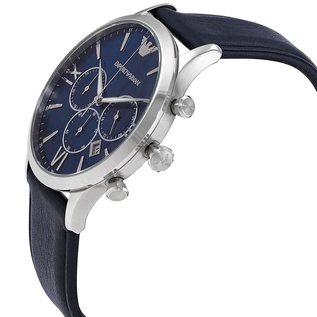 Emporio Armani Giovanni T Bar Chronograph Quartz Blue Dial Blue Leather Strap Watch For Men - AR11226 Buy Now By Emporio Armani