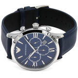 Emporio Armani Giovanni T Bar Chronograph Quartz Blue Dial Blue Leather Strap Watch For Men - AR11226 Buy Now By Emporio Armani