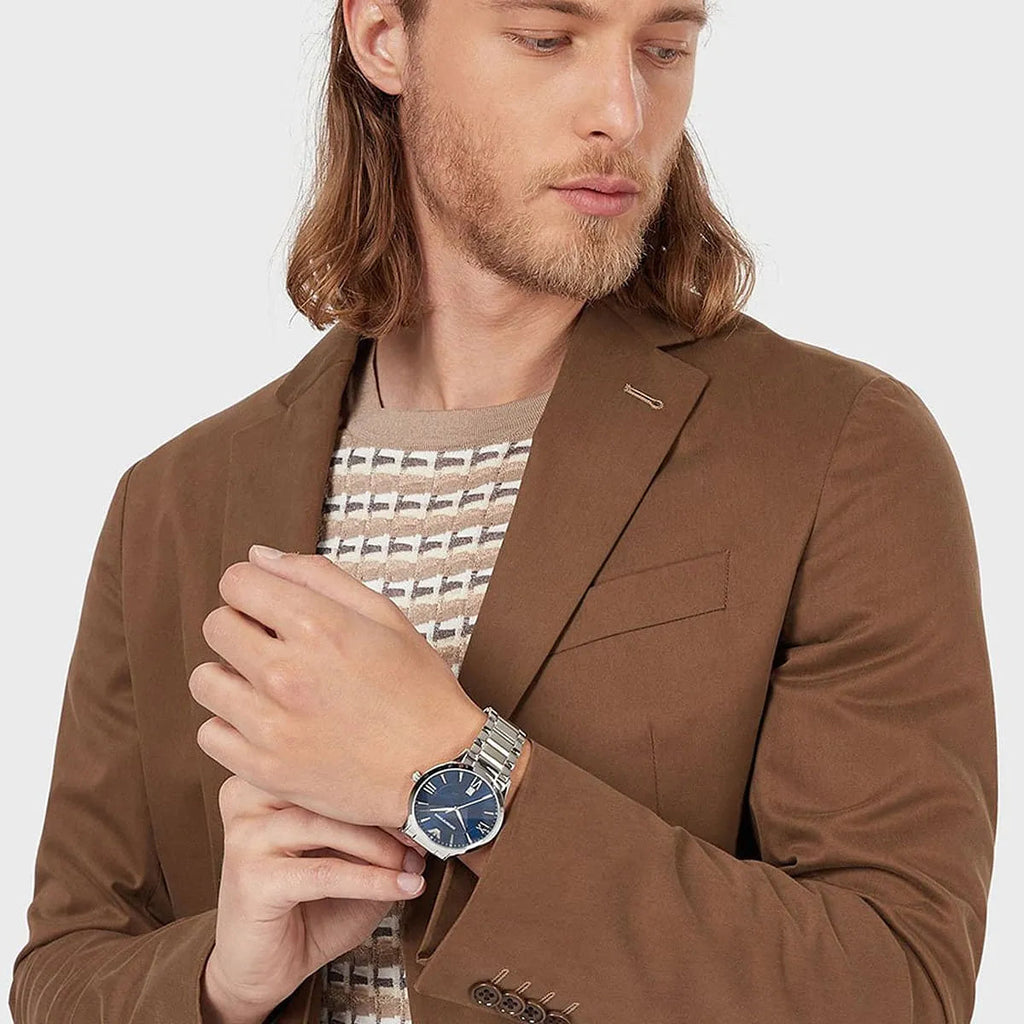 Emporio Armani Giovanni Quartz Blue Dial Silver Steel Strap Watch For Men - AR11227 Buy Now By Emporio Armani