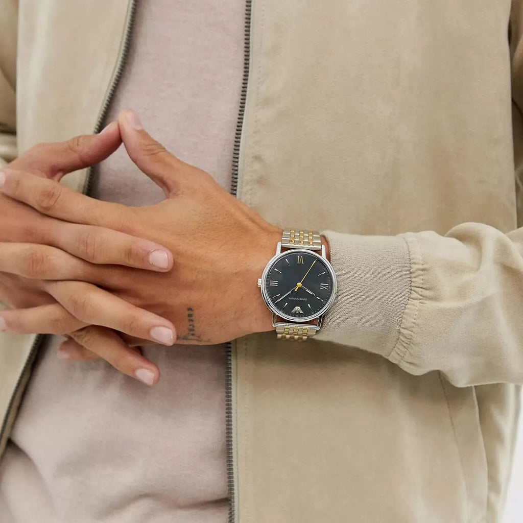 Emporio Armani Kappa Quartz Black Dial Two Tone Mesh Bracelet Watch For Men - AR11228 Buy Now By Emporio Armani