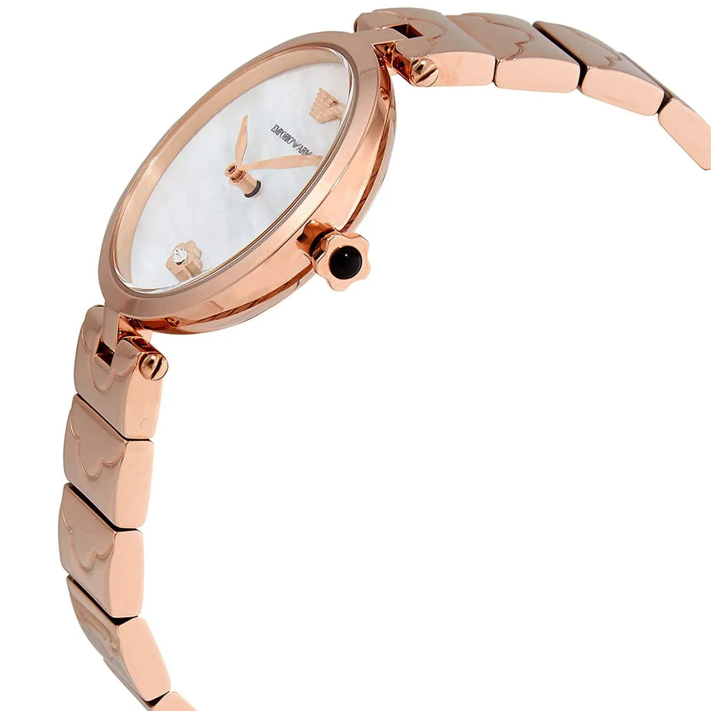 Emporio Armani Arianna Analog Mother of Pearl Dial Rose Gold Steel Strap Watch For Women - AR11196 Buy Now By Emporio Armani
