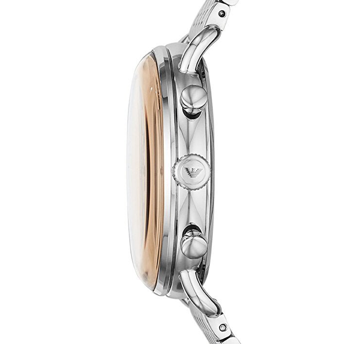 Emporio Armani Aviator Chronograph Beige Dial Silver Steel Strap Watch For Men - AR11239 Buy Now By Emporio Armani