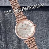 Emporio Armani T-Bar Gianni Crystal Pave Dial Rose Gold Steel Strap Watch For Women - AR11244 Buy Now By Emporio Armani