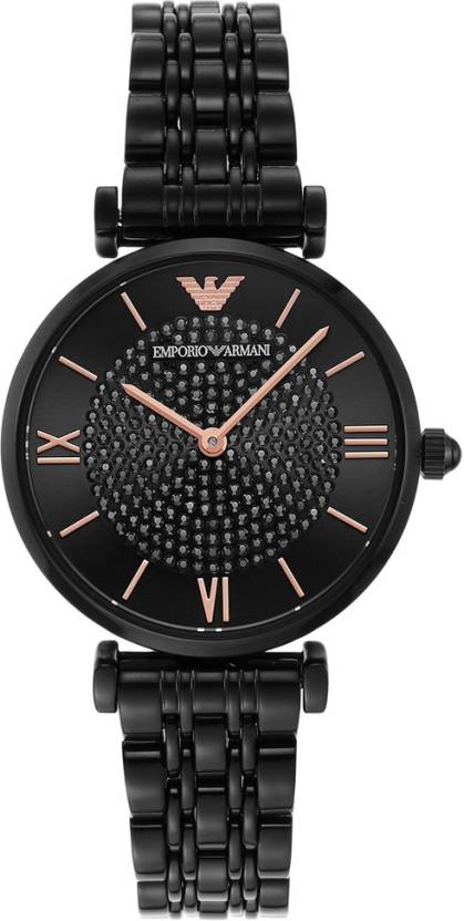 Emporio Armani Gianni T Bar All Black Diamond Dial Watch For Women - AR11245 Buy Now By Emporio Armani