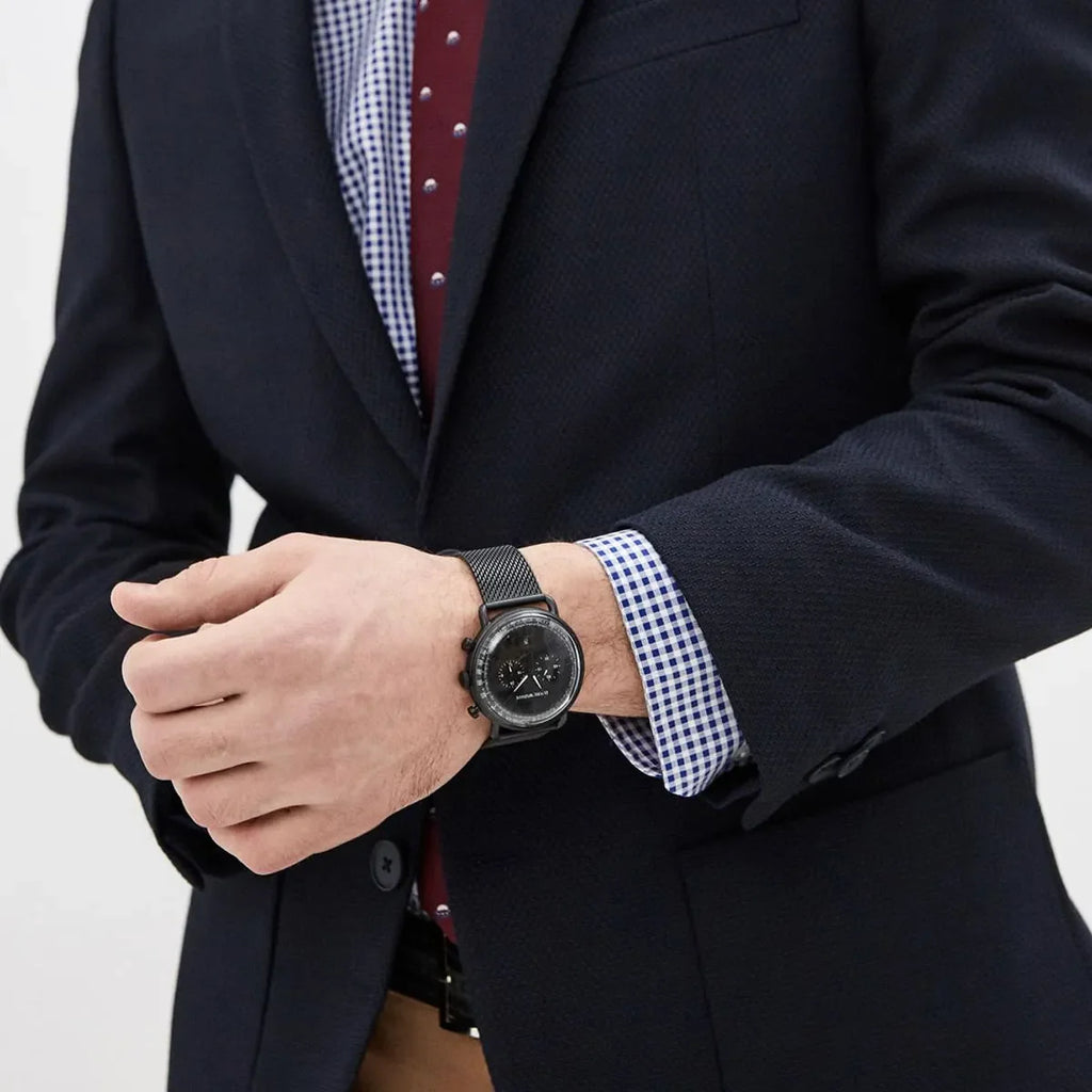 Emporio Armani Aviator Chronograph Black Dial Black Mesh Bracelet Watch For Men - AR11264 Buy Now By Emporio Armani