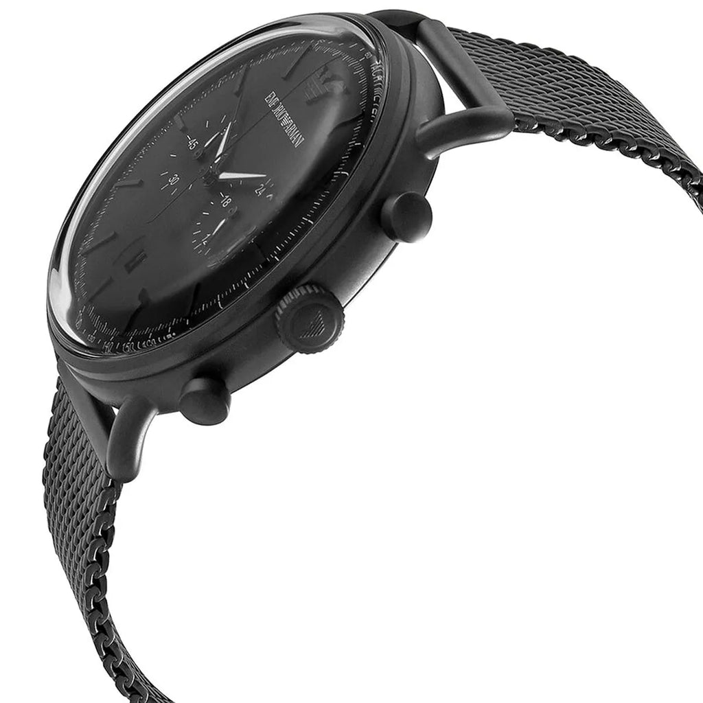 Emporio Armani Aviator Chronograph Black Dial Black Mesh Bracelet Watch For Men - AR11264 Buy Now By Emporio Armani