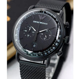 Emporio Armani Aviator Chronograph Black Dial Black Mesh Bracelet Watch For Men - AR11264 Buy Now By Emporio Armani