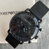 Emporio Armani Aviator Chronograph Black Dial Black Mesh Bracelet Watch For Men - AR11264 Buy Now By Emporio Armani