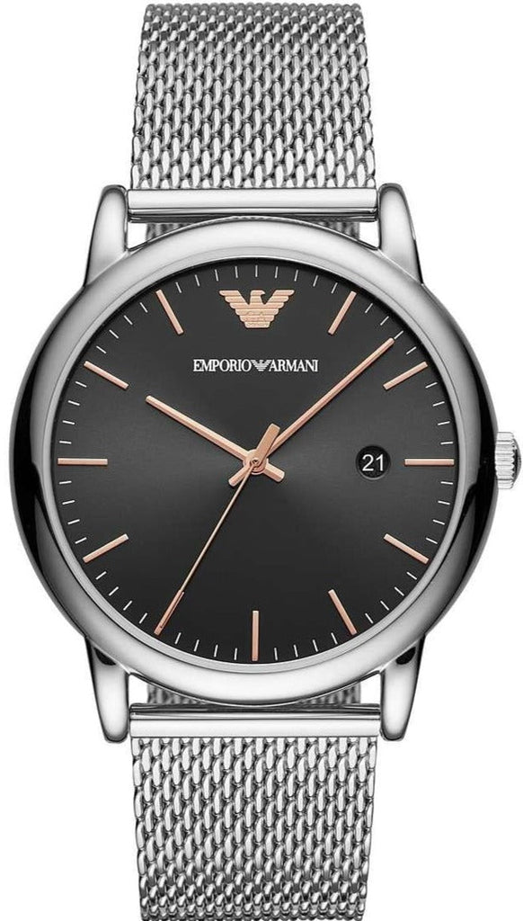 Emporio Armani Luigi Analog Black Dial Silver Mesh Bracelet Watch For Men - AR11272 Buy Now By Emporio Armani