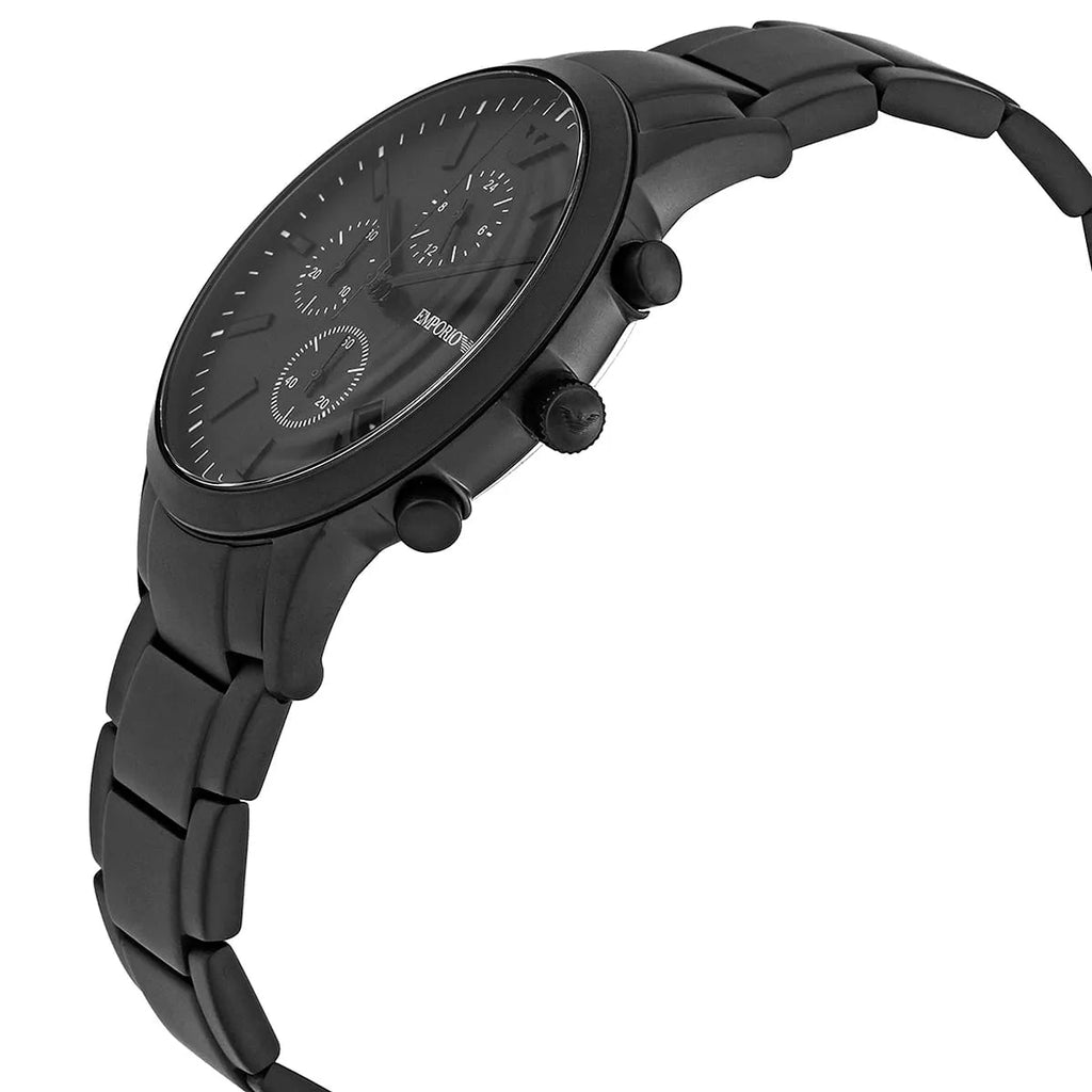 Emporio Armani Renato Chronograph Mother of Pearl Black Dial Black Steel Strap Watch For Men - AR11275 Buy Now By Emporio Armani