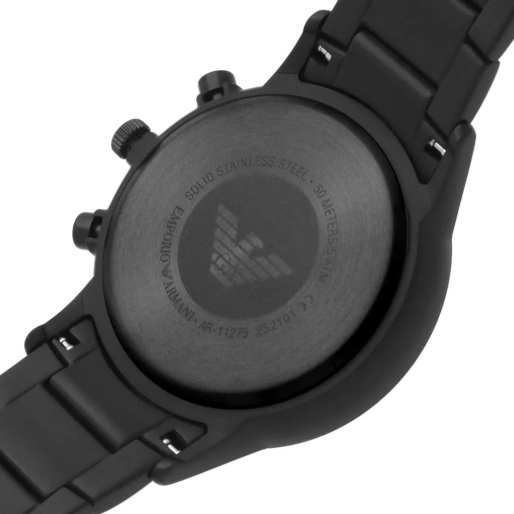 Emporio Armani Renato Chronograph Mother of Pearl Black Dial Black Steel Strap Watch For Men - AR11275 Buy Now By Emporio Armani