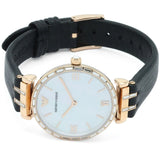 Emporio Armani Gianni T-Bar Mother of Pearl Dial Black Leather Strap Watch For Women - AR11295 Buy Now By Emporio Armani