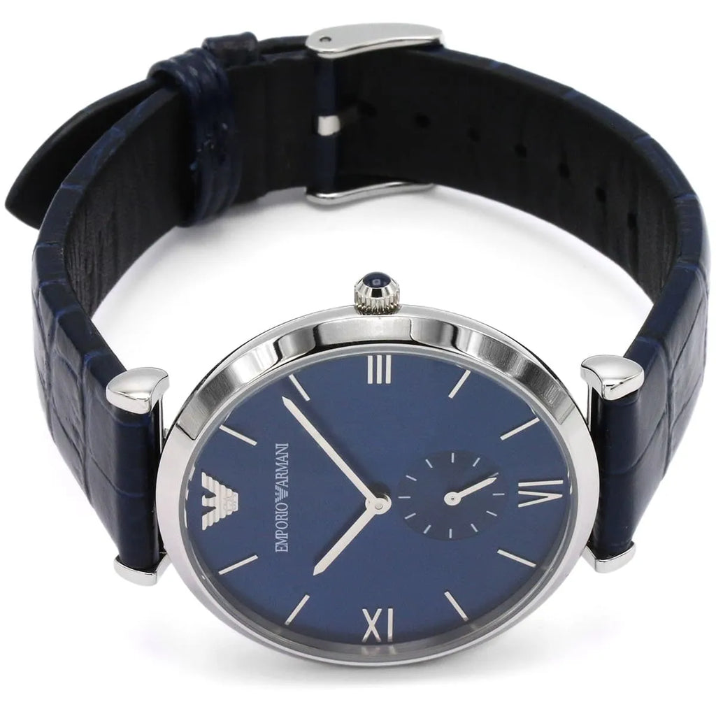 Emporio Armani Gianni T Bar Quartz Blue Dial Blue Leather Strap Watch For Men - AR11300 Buy Now By Emporio Armani