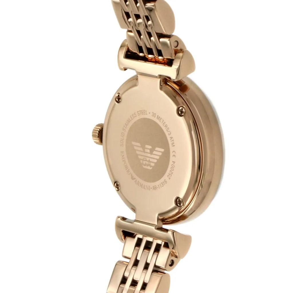 Emporio Armani Gianni T-Bar Mother of Pearl Dial Rose Gold Steel Strap Watch For Women - AR11316 Buy Now By Emporio Armani