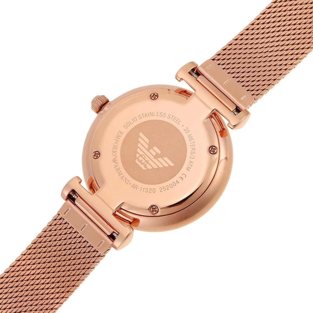 Emporio Armani Gianni T Bar Mother of Pearl Dial Rose Gold Mesh Bracelet Watch For Women - AR11320 Buy Now By Emporio Armani