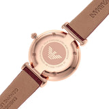 Emporio Armani Gianni T-Bar Analog Mother of Pearl Dial Red Leather Strap Watch For Women - AR11322 Buy Now By Emporio Armani