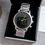 Emporio Armani Luigi Chronograph Black Dial Silver Steel Strap Watch For Men - AR11324 Buy Now By Emporio Armani