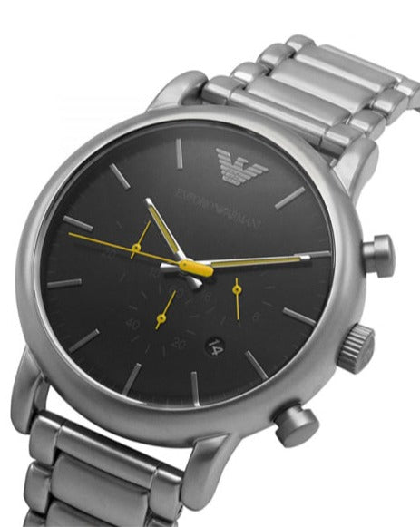 Emporio Armani Luigi Chronograph Black Dial Silver Steel Strap Watch For Men - AR11324 Buy Now By Emporio Armani