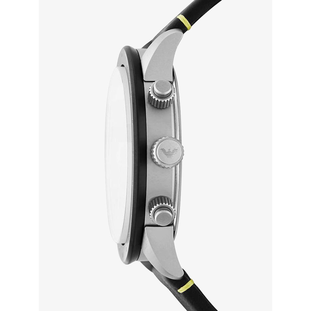 Emporio Armani Mario Chronograph Black Dial Black Leather Strap Watch For Men - AR11325 Buy Now By Emporio Armani