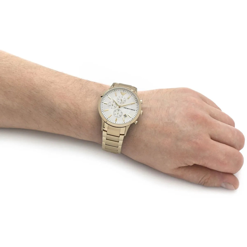 Emporio Armani Renato Chronograph White Dial Gold Steel Strap Watch For Men - AR11332 Buy Now By Emporio Armani