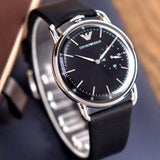 Emporio Armani Aviator Quartz Black Dial Black Leather Strap Watch For Men - AR11336 Buy Now By Emporio Armani