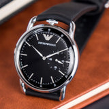 Emporio Armani Aviator Quartz Black Dial Black Leather Strap Watch For Men - AR11336 Buy Now By Emporio Armani