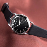 Emporio Armani Aviator Quartz Black Dial Black Leather Strap Watch For Men - AR11336 Buy Now By Emporio Armani