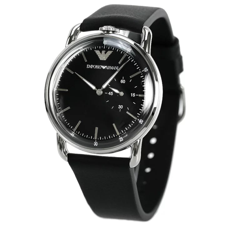 Emporio Armani Aviator Quartz Black Dial Black Leather Strap Watch For Men - AR11336 Buy Now By Emporio Armani