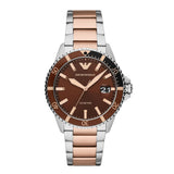 Emporio Armani Diver Quartz Brown Dial Two Tone Steel Strap Watch For Men - AR11340 Buy Now By Emporio Armani