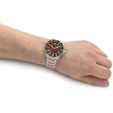 Emporio Armani Diver Quartz Brown Dial Two Tone Steel Strap Watch For Men - AR11340 Buy Now By Emporio Armani