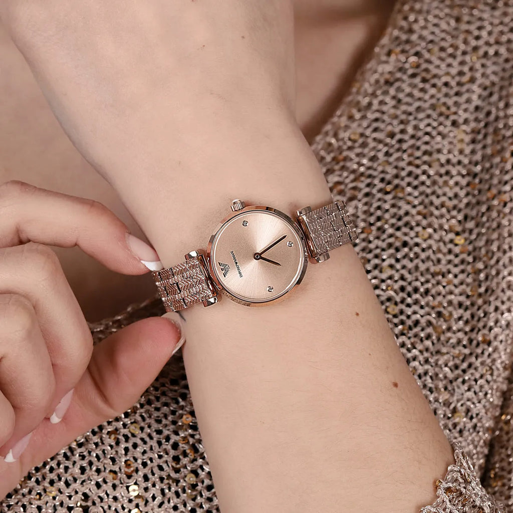 Emporio Armani Gianni T Bar Quartz Rose Gold Dial Rose Gold Steel Strap Watch For Women - AR11342 Buy Now By Emporio Armani