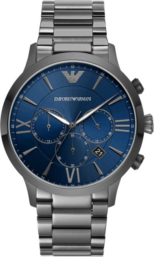 Emporio Armani Giovanni Chronograph Blue Dial Grey Steel Strap Watch For Men - AR11348 Buy Now By Emporio Armani
