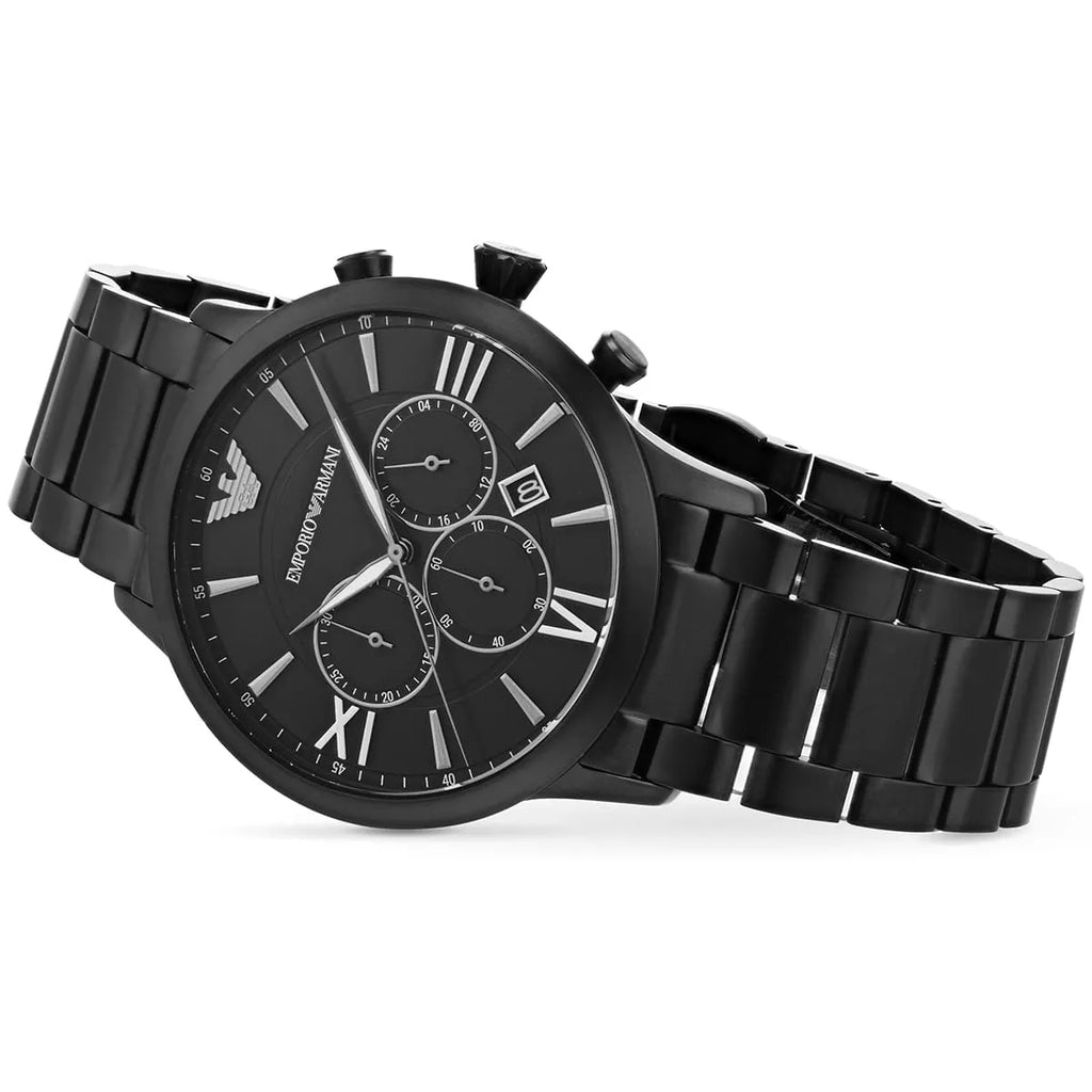 Emporio Armani Giovanni Chronograph Black Dial Black Steel Strap Watch For Men - AR11349 Buy Now By Emporio Armani