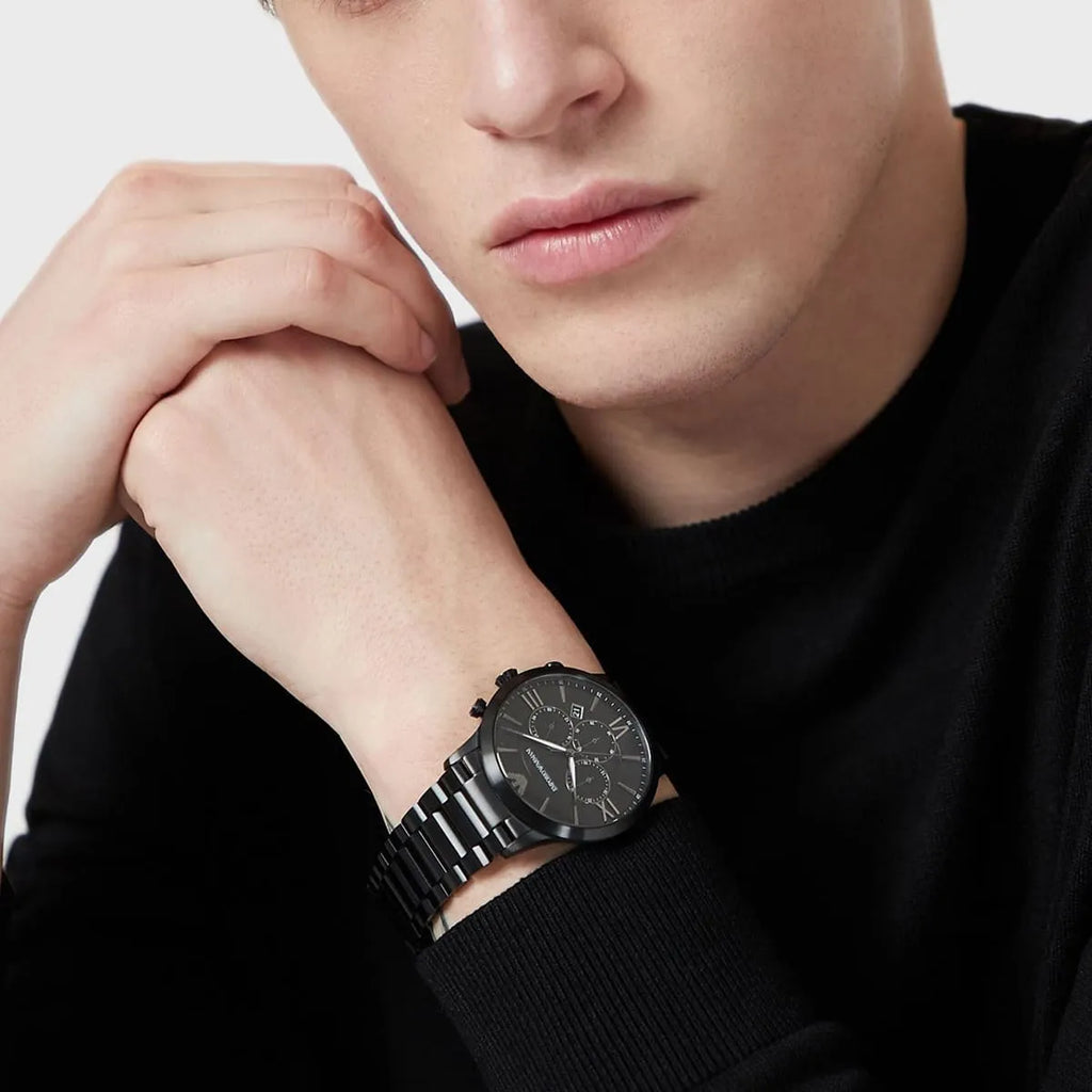 Emporio Armani Giovanni Chronograph Black Dial Black Steel Strap Watch For Men - AR11349 Buy Now By Emporio Armani