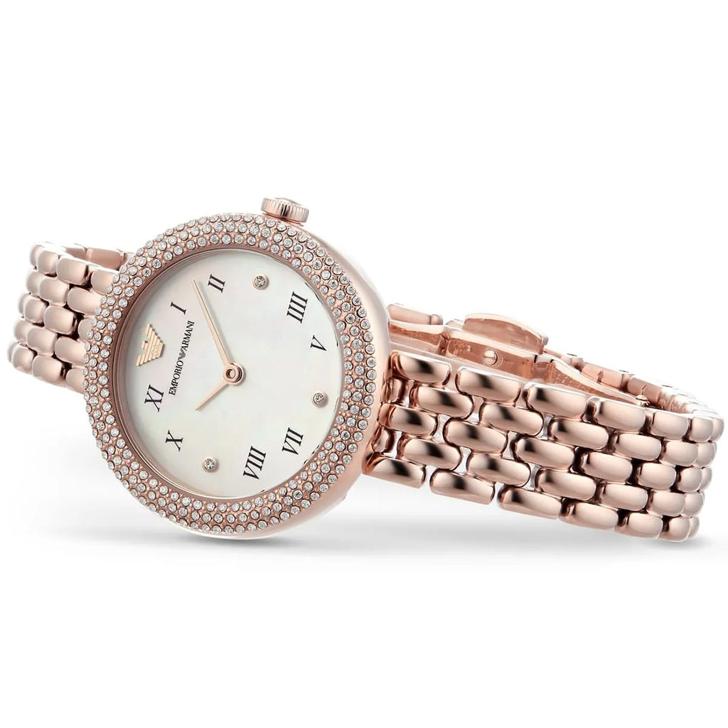 Emporio Armani Rosa Quartz Mother of Pearl White Dial Rose Gold Steel Strap Watch For Women - AR11355 Buy Now By Emporio Armani