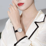 Emporio Armani Rosa Quartz Mother Of Pearl White Dial Black Leather Strap Watch For Women - AR11356