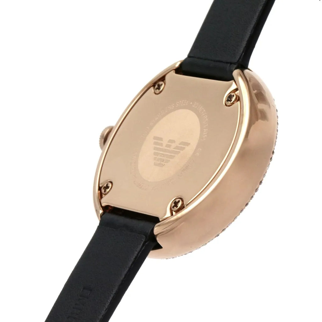 Emporio Armani Rosa Quartz Mother Of Pearl White Dial Black Leather Strap Watch For Women - AR11356 Buy Now By Emporio Armani