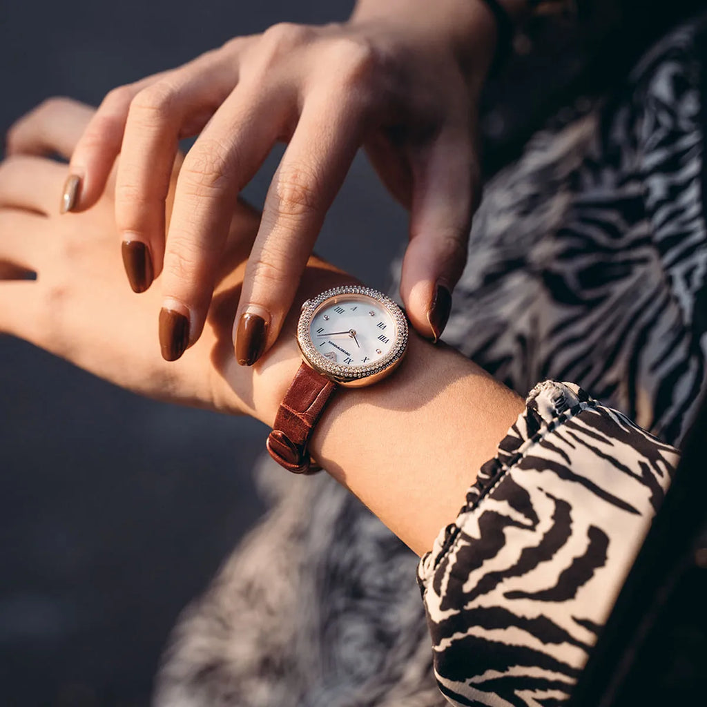 Emporio Armani Rosa Two Hand White Dial Red Leather Strap Watch For Women - AR11357 Buy Now By Emporio Armani