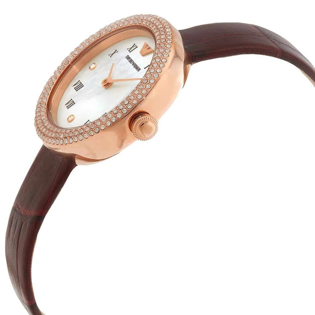 Emporio Armani Rosa Two Hand White Dial Red Leather Strap Watch For Women - AR11357 Buy Now By Emporio Armani