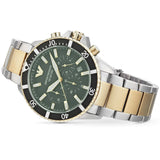 Emporio Armani Diver Chronograph Green Dial Two Tone Steel Strap Watch For Men - AR11361 Buy Now By Emporio Armani