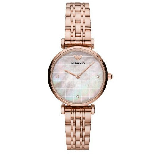 Emporio Armani Gianni T Bar Quartz Mother of Pearl Dial Rose Gold Steel Strap Watch For Women - AR11385 Buy Now By Emporio Armani