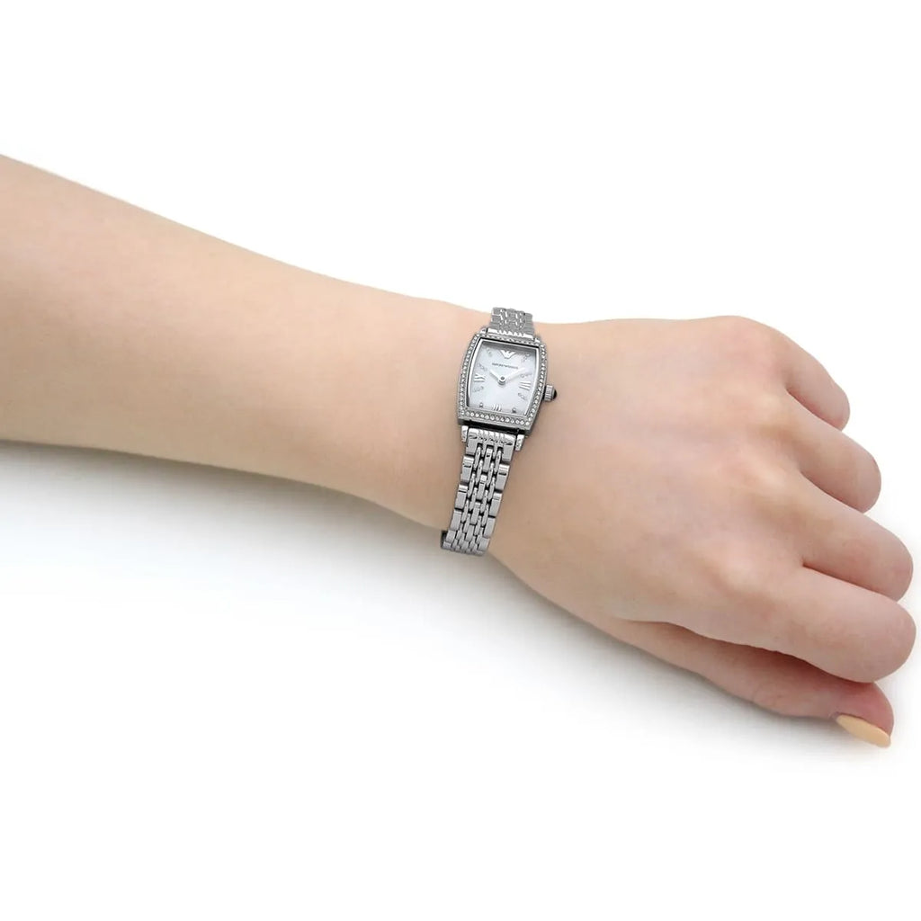 Emporio Armani Gianni T-Bar Quartz White Dial Silver Steel Strap Watch For Women - AR11405 Buy Now By Emporio Armani